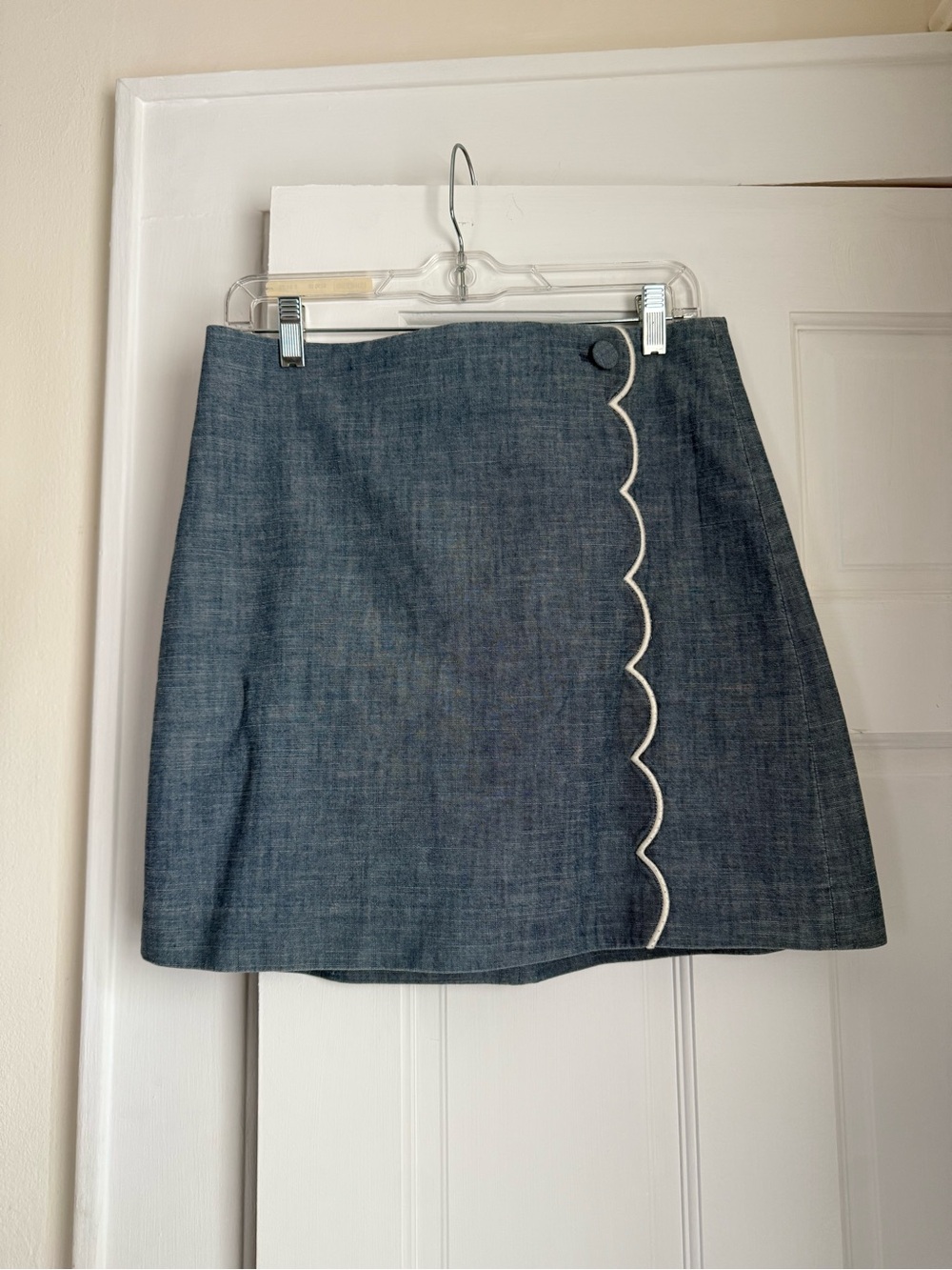 NWT J. Crew Chambray Scallop-Trim Mini Skirt - Blue